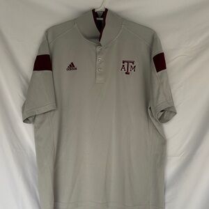Adidas Texas A&M Aggies Light Gray Polo with Maroon Highlights